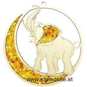 Fensterbild Suncatcher Bernstein - ELEFANT Ø 11cm